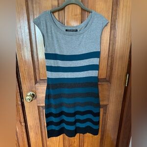 Mark New York Black, Teal, and Gray Striped Dress in Size S
